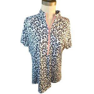 Jofit Size L Large Leopard print Sporty Golf Tennis pickleball shirt top active
